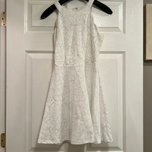 NWOT White flower pattern/glitter dress